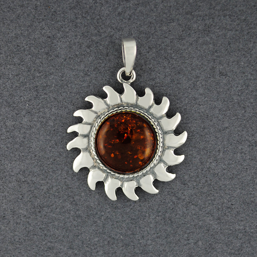 Amber Stylized Sun Pendant