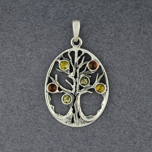 Multi Amber Oval Tree Pendant