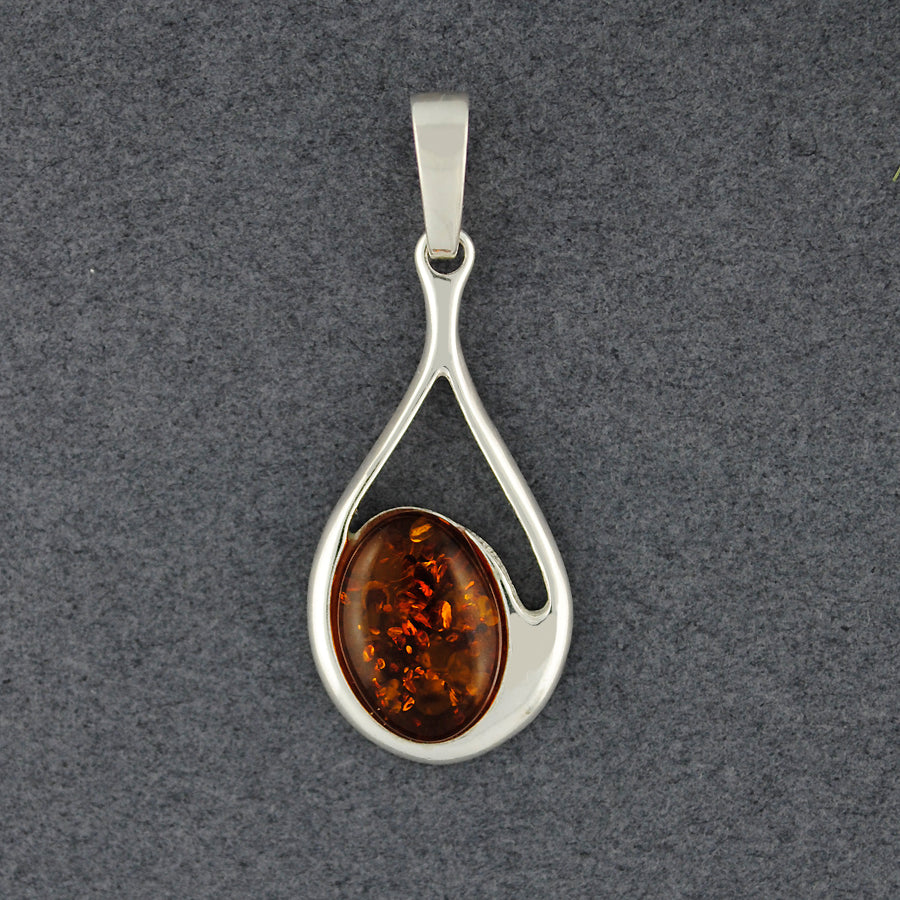 Amber Oval In Drop Pendant