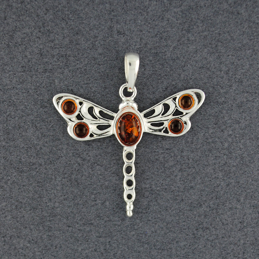 Amber Large Dragonfly Pendant