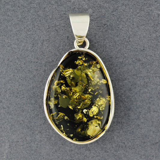 Green Amber Drop Pendant