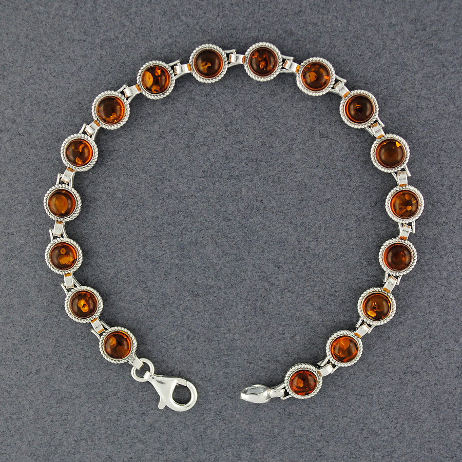 Amber Circles With Twisted Bezel Bracelet