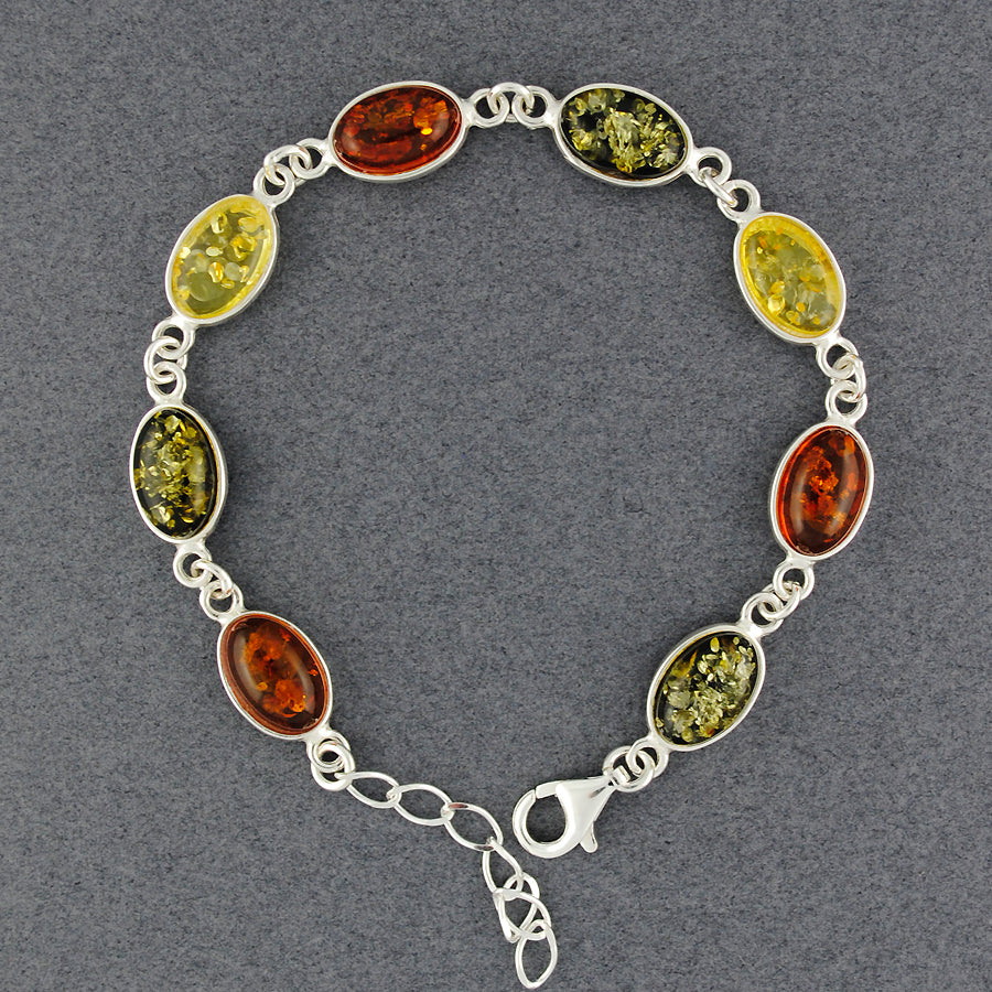 Multi Amber Linked Ovals Bracelet