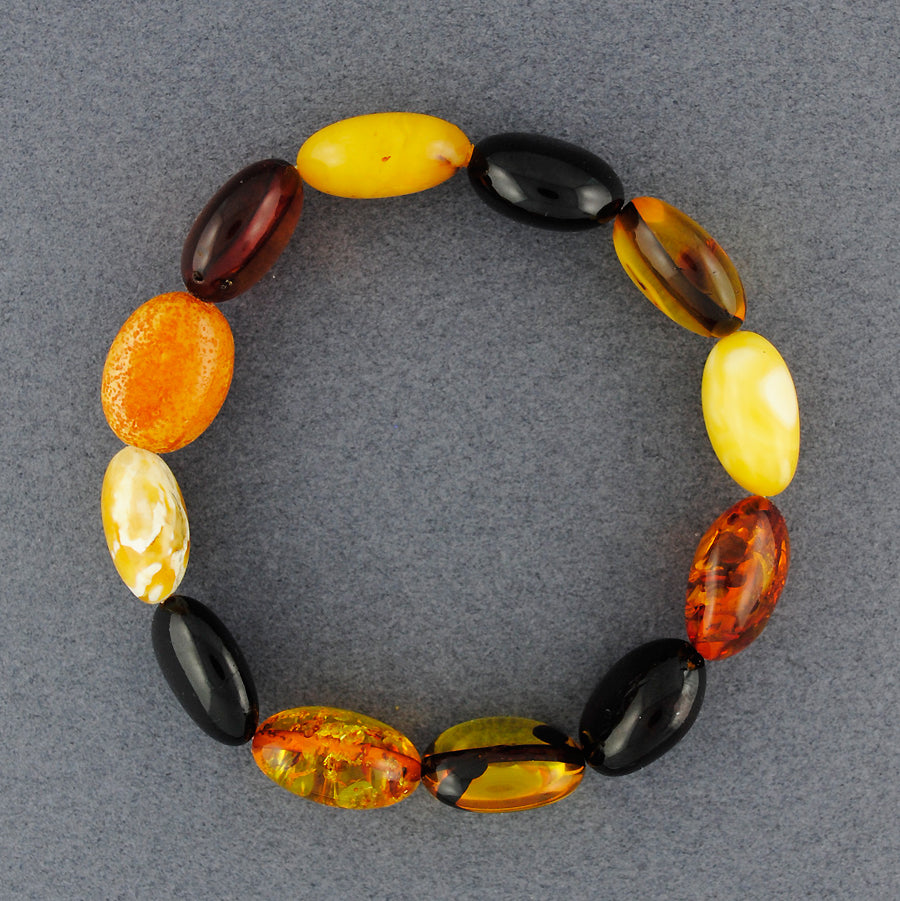 Multi Amber Oval Bead Bracelet