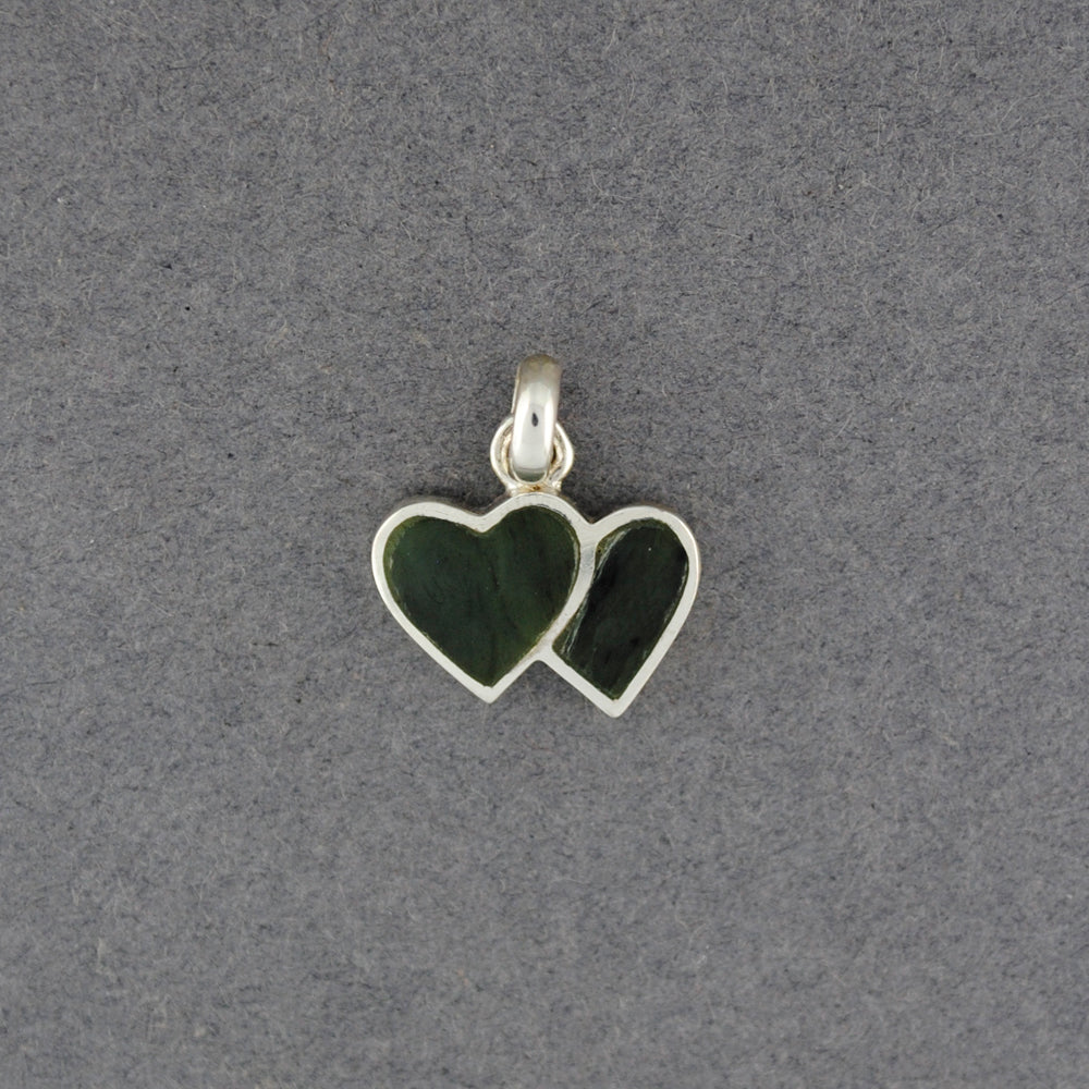 Sterling Silver Alaskan Jade Double Heart Pendant