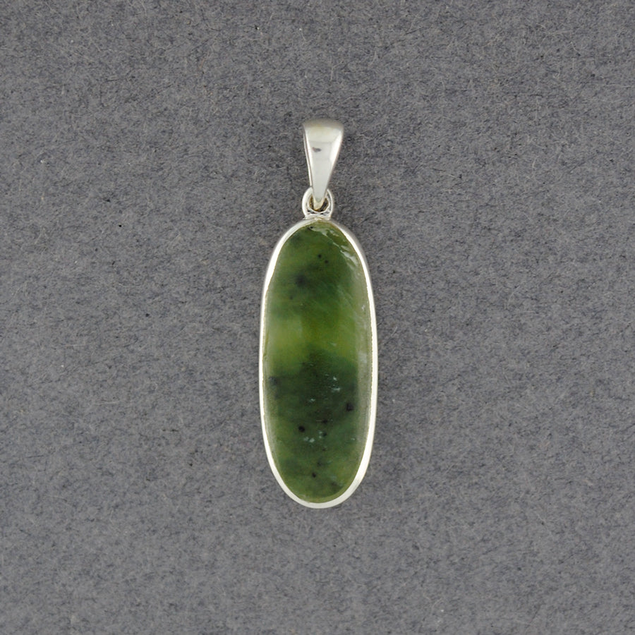 Sterling Silver Alaskan Jade Thin Oval Pendant