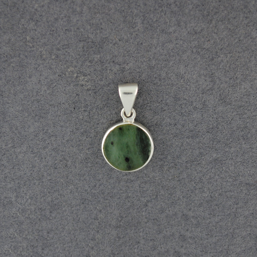 Sterling Silver Alaskan Jade Circle Pendant