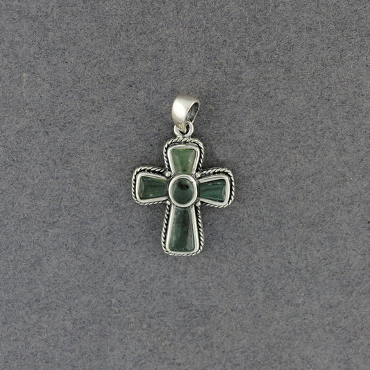 Sterling Silver Alaskan Jade Small Cross Pendant