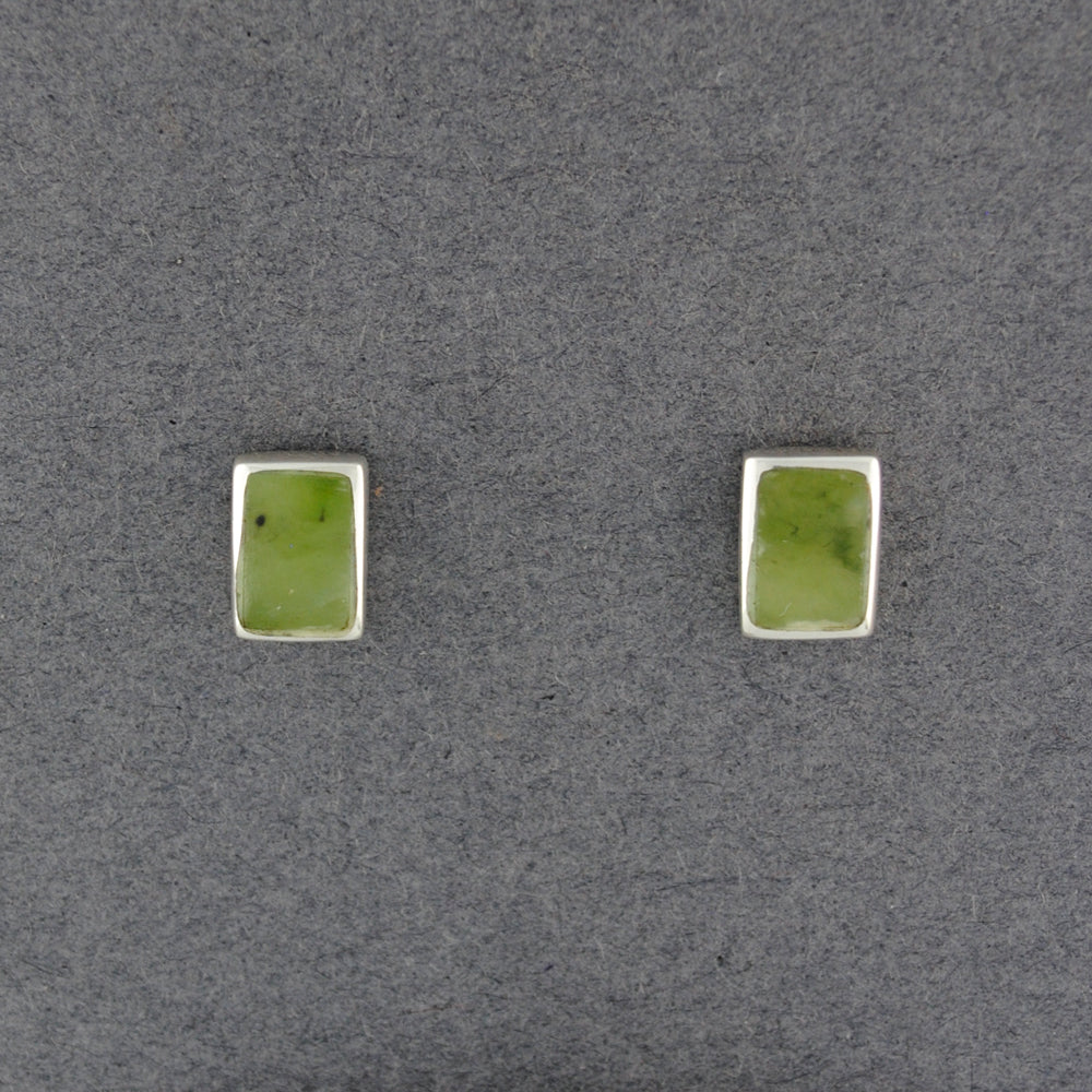 Sterling Silver Alaskan Jade Rectangle Post Earrings