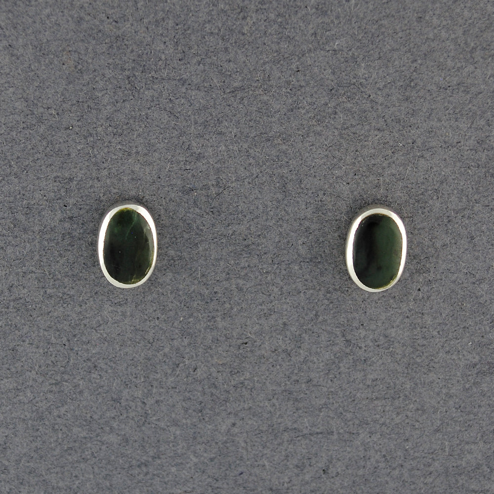 Sterling Silver Alaskan Jade Oval Post Earrinigs