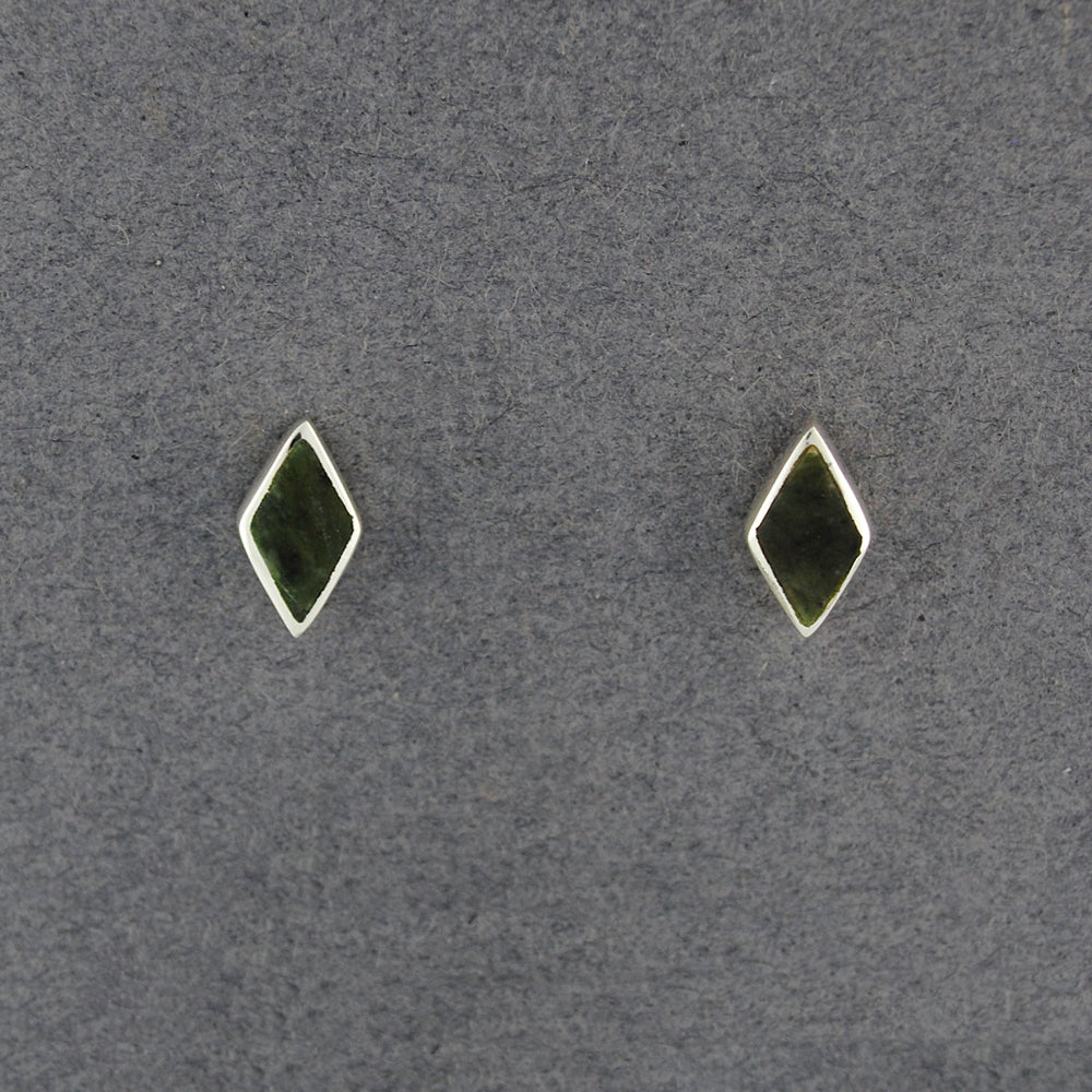 Sterling Silver Alaskan Jade Rhombus Post Earrings