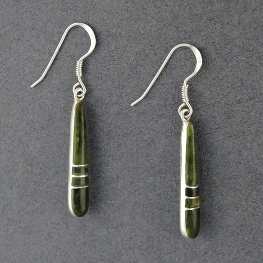 Sterling Silver Alaskan Jade Mosaic Drop Earrings