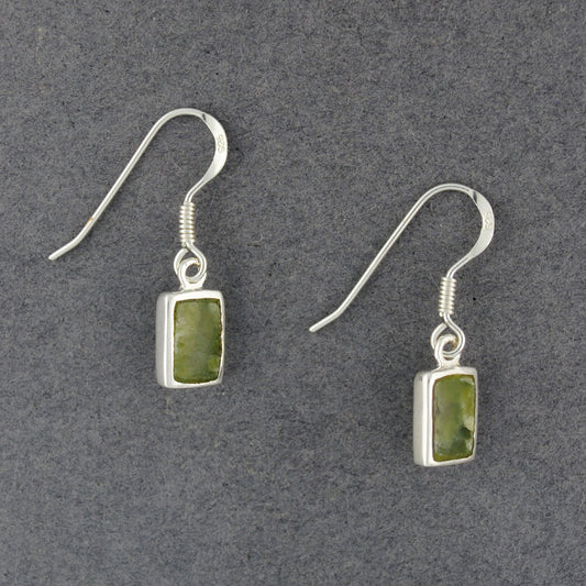 Sterling Silver Alaskan Jade Rectangle Earrings