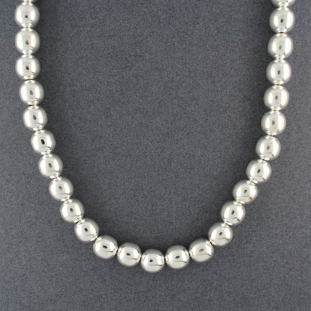 Sterling Silver 10 mm Beaded Necklace