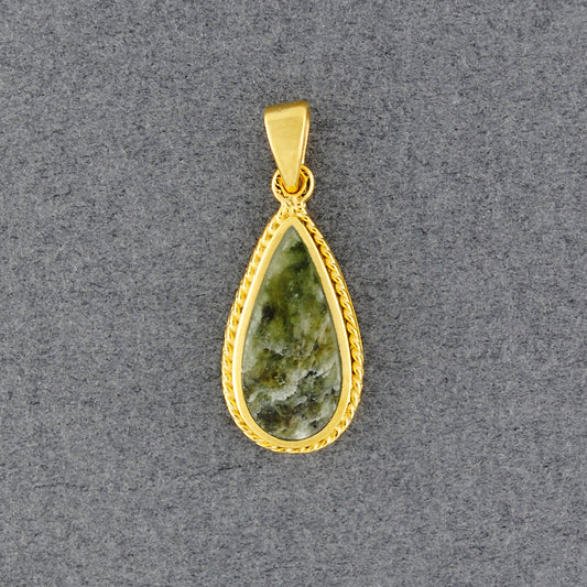 Gold Vermeil Alaskan Jade Detailed Teardrop Pendant