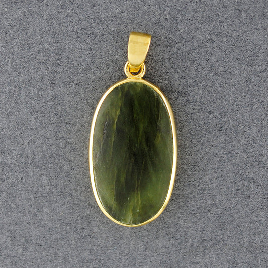 Gold Vermeil Alaskan Jade Large Oval Pendant