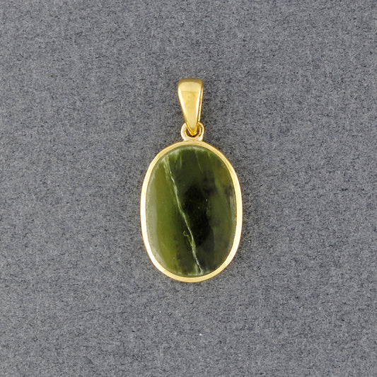 Gold Vermeil Alaskan Jade Medium Oval Pendant