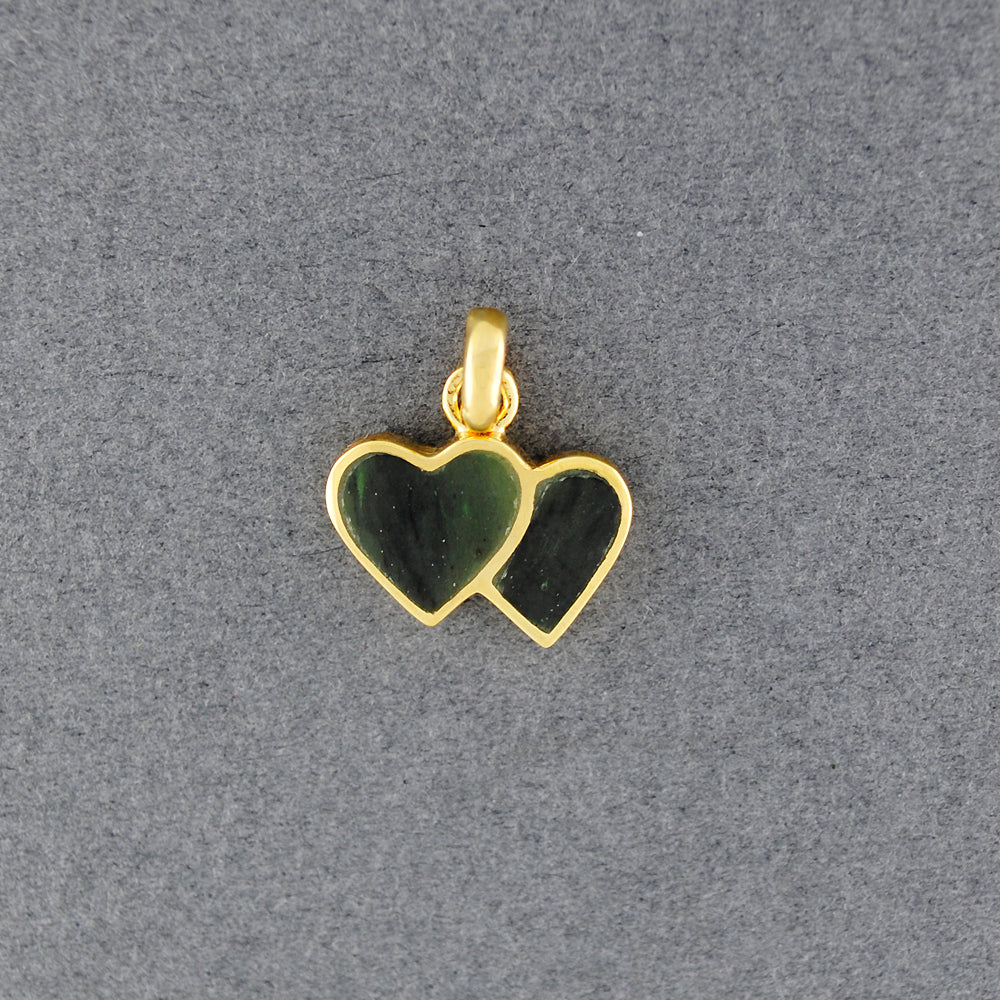 Gold Vermeil Alaskan Jade Double Heart Pendant