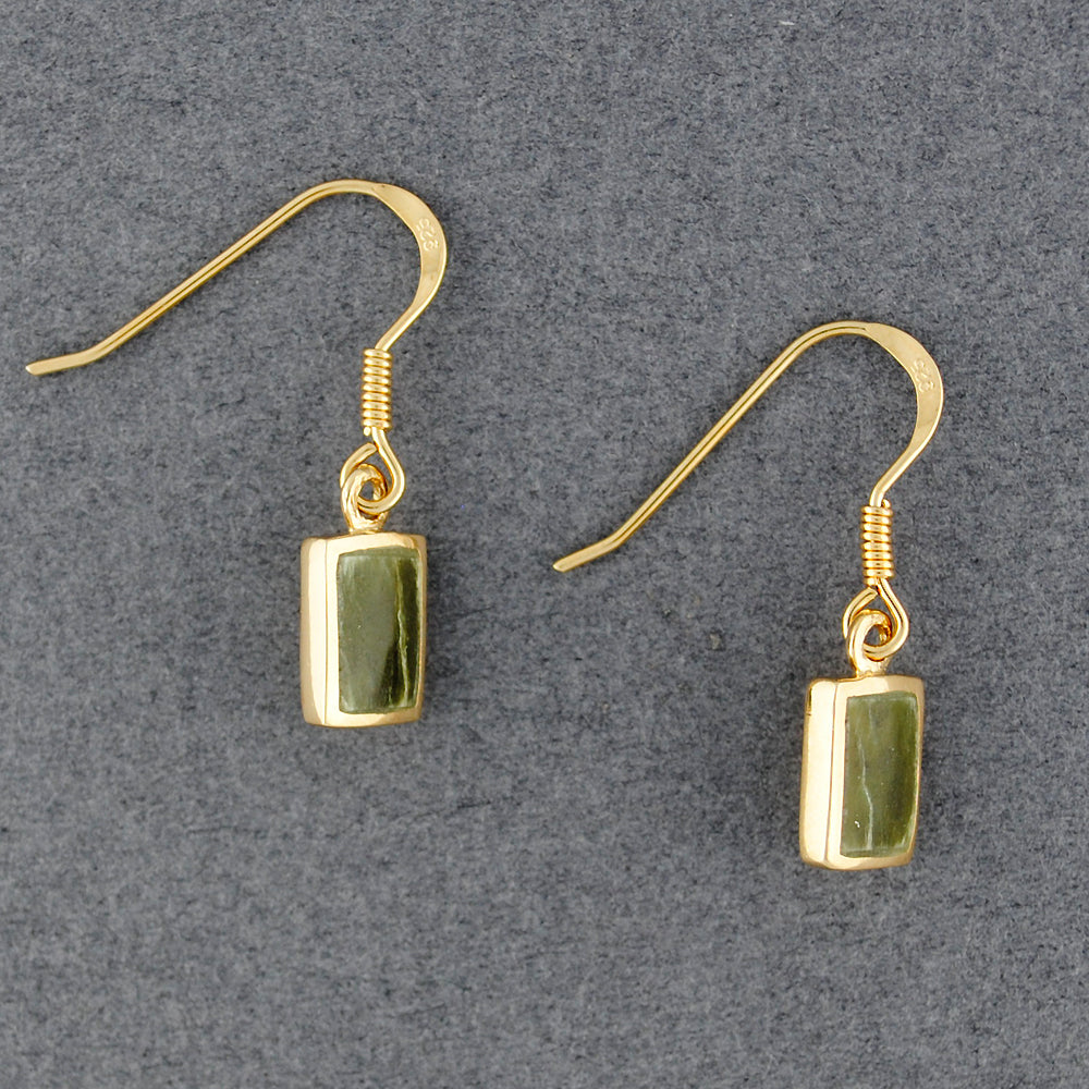 Gold Vermeil Alaskan Jade Rectangle Earrings