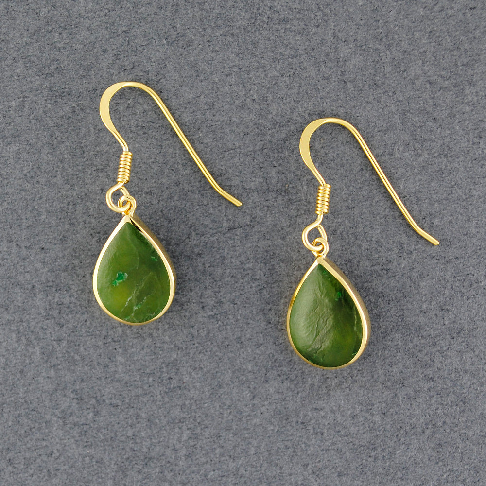 Gold Vermeil Alaskan Jade Teardrop Earrings