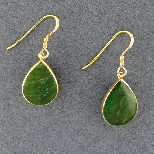 Gold Vermeil Alaskan Jade Large Teardrop Earrings