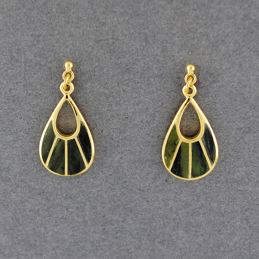 Gold Vermeil Alaskan Jade Mosaic Teardrop Earrings