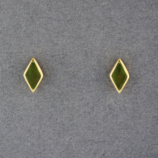 Gold Vermeil Alaskan Jade Rhombus Post Earrings