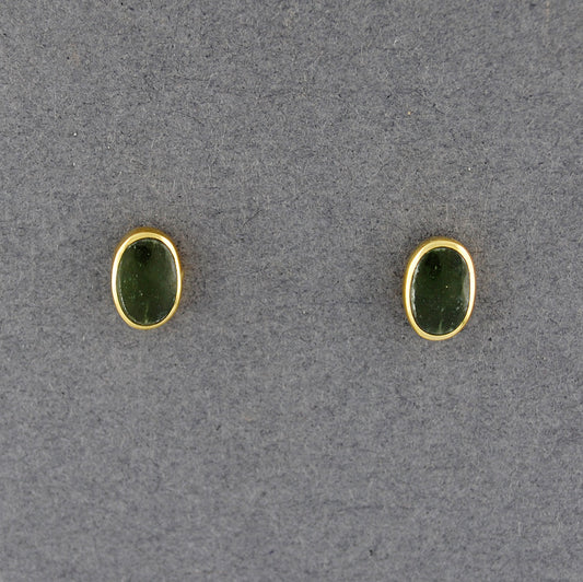 Gold Vermeil Alaskan Jade Oval Post Earrings