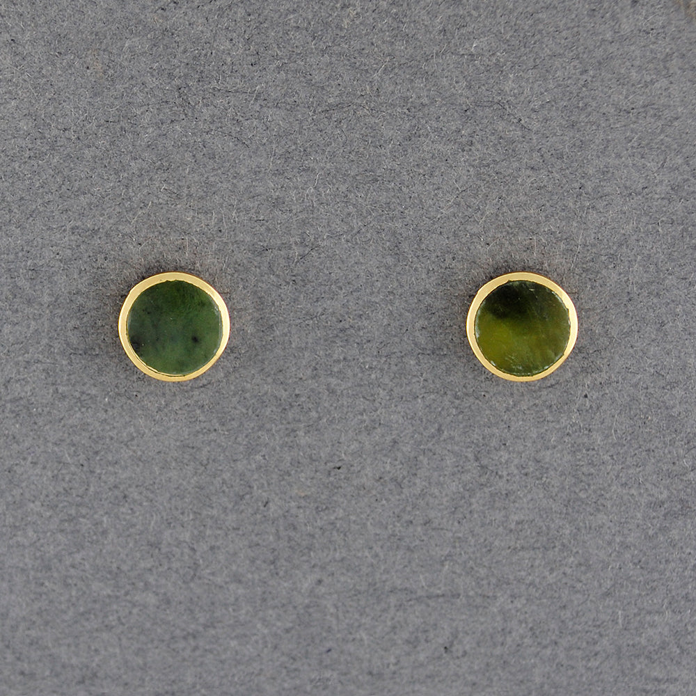 Gold Vermeil Alaskan Jade Circle Post Earrings