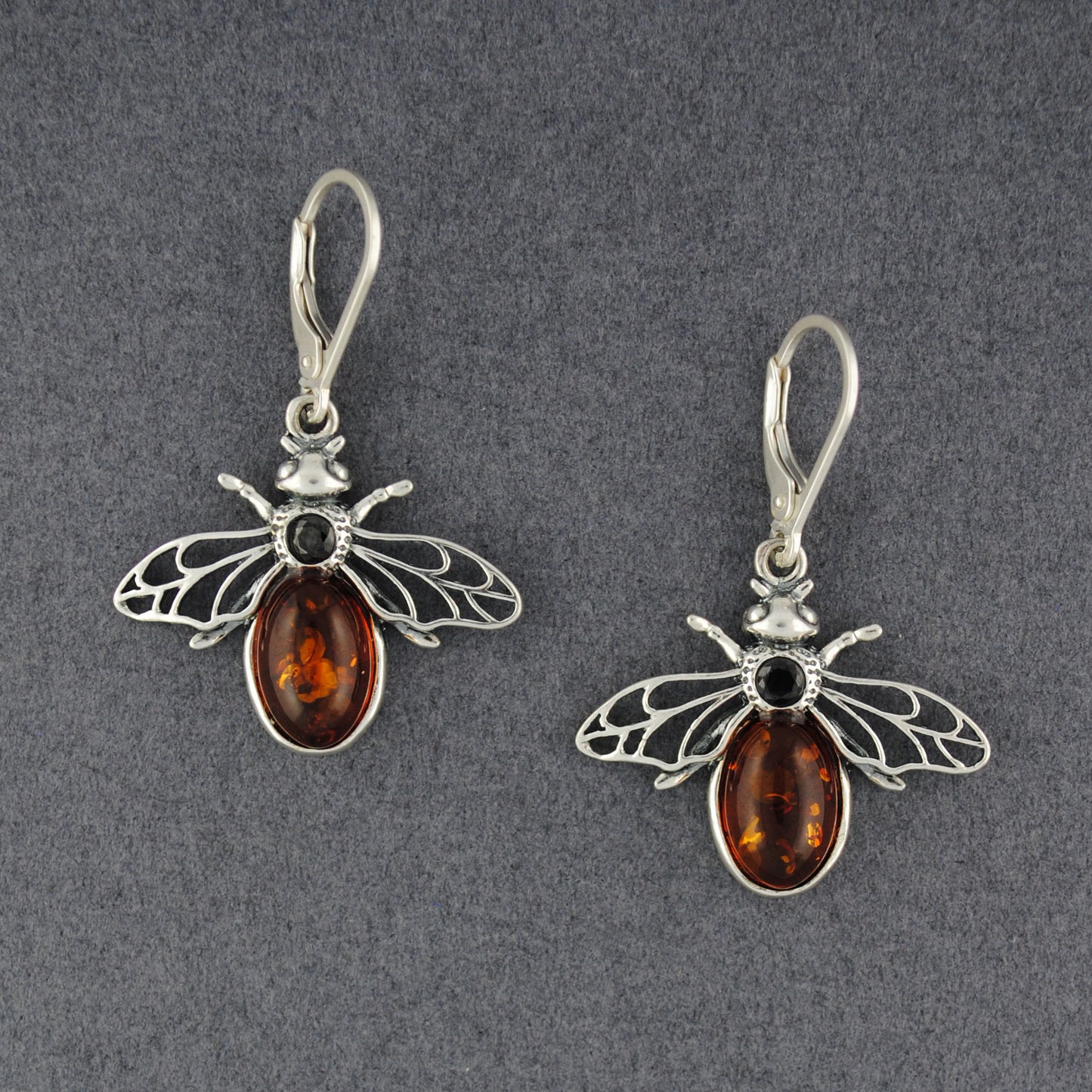 Amber and Garnet Bee Earrings