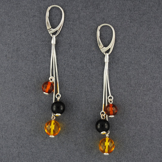 Multi Amber Dangling Beads Earrings