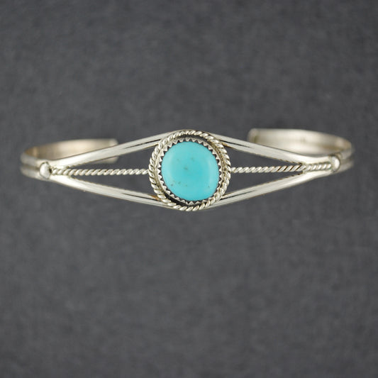 Sterling Silver Turquoise Twist Detailed Cuff Bracelet