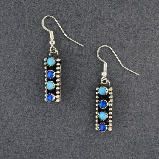 Sterling Silver Blue Opal Dots Earrings