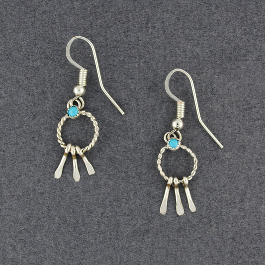 Sterling Silver Turquoise Mini Fringe Hoop Earrings