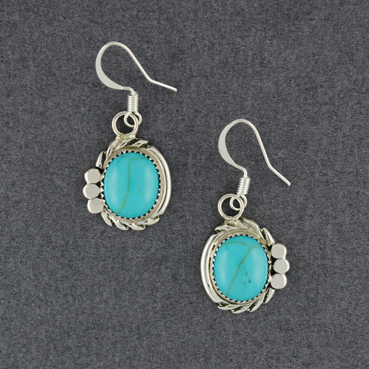 Sterling Silver Turquoise Oval Earrings