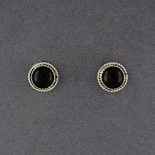 Sterling Silver Onyx Round Post Earrings