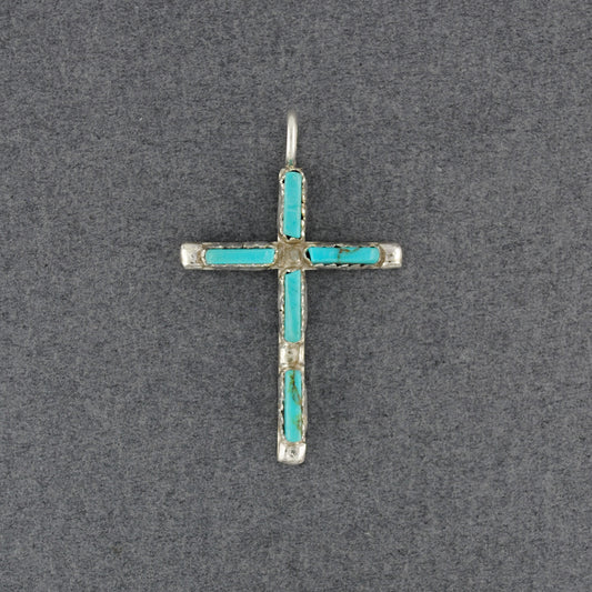 Sterling Silver Turquoise Cross Pendant