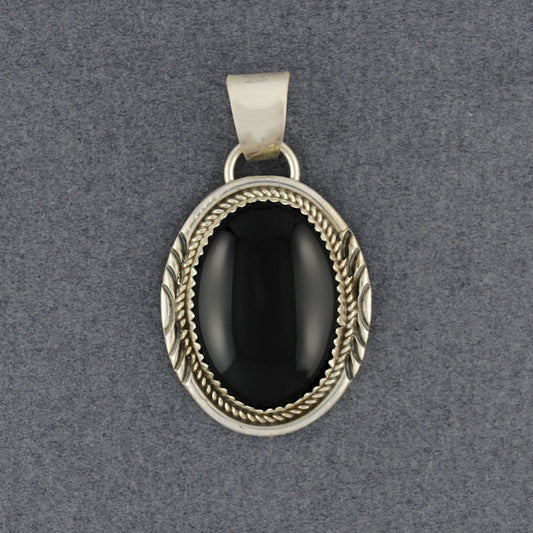 Sterling Silver Onyx Oval Pendant