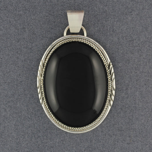 Sterling Silver Onyx Large Oval Pendant