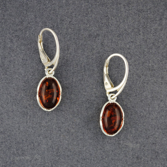 Amber Oval Earrings with Filigree Bezel