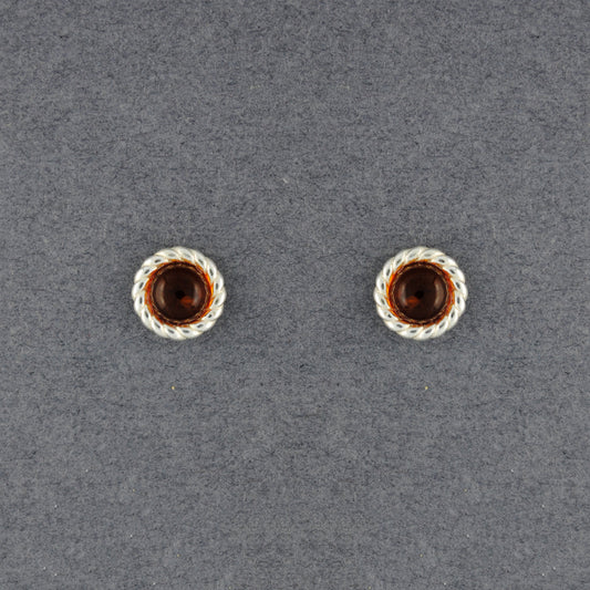 Amber Circle with Rope Bezel Post Earrings