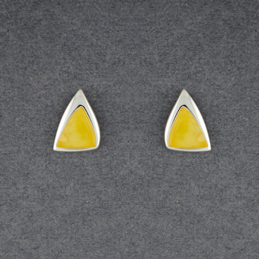 Butterscotch Amber Triangle Post Earrings