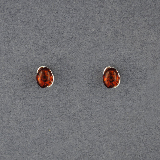 Amber Small Oval Post Earrings