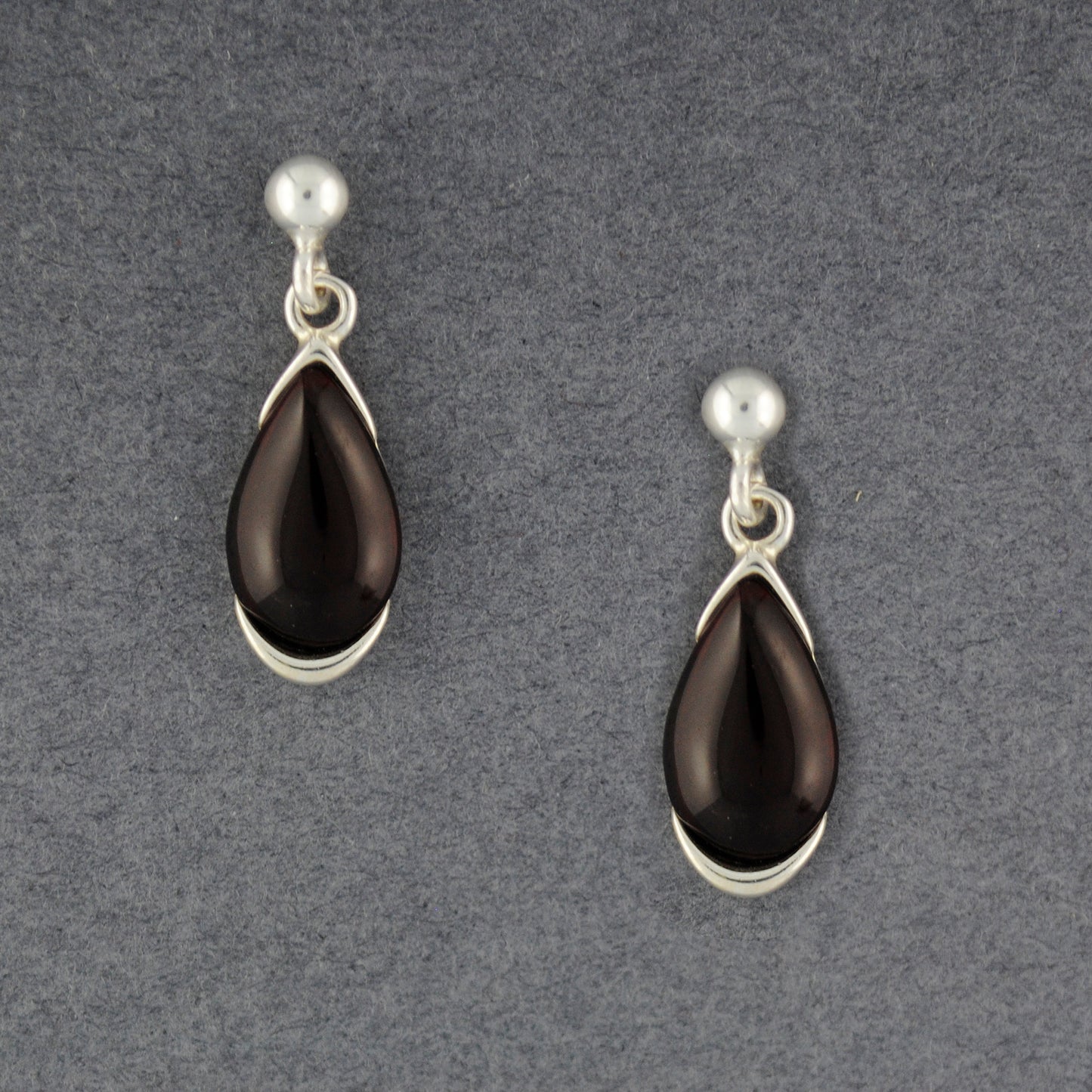 Cherry Amber Teardrop on Post Earrings