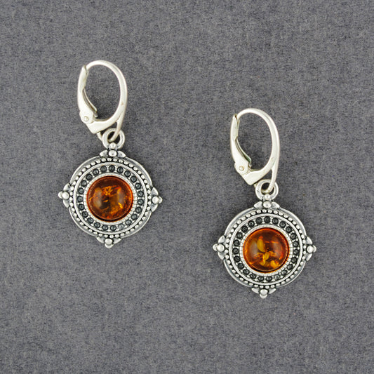 Amber & Marcasite Art Deco Earrings