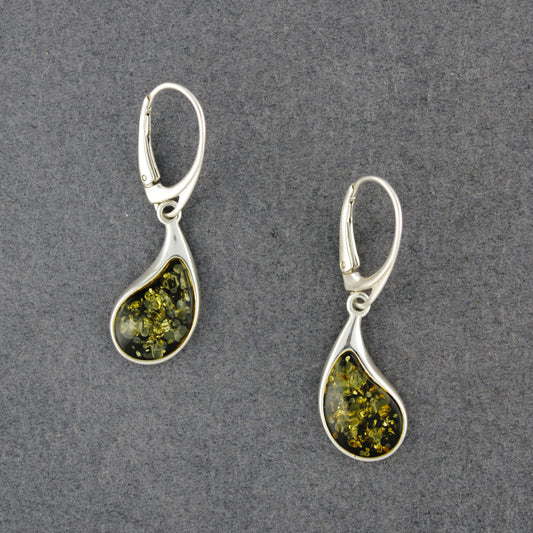 Green Amber Natural Drop Earrings