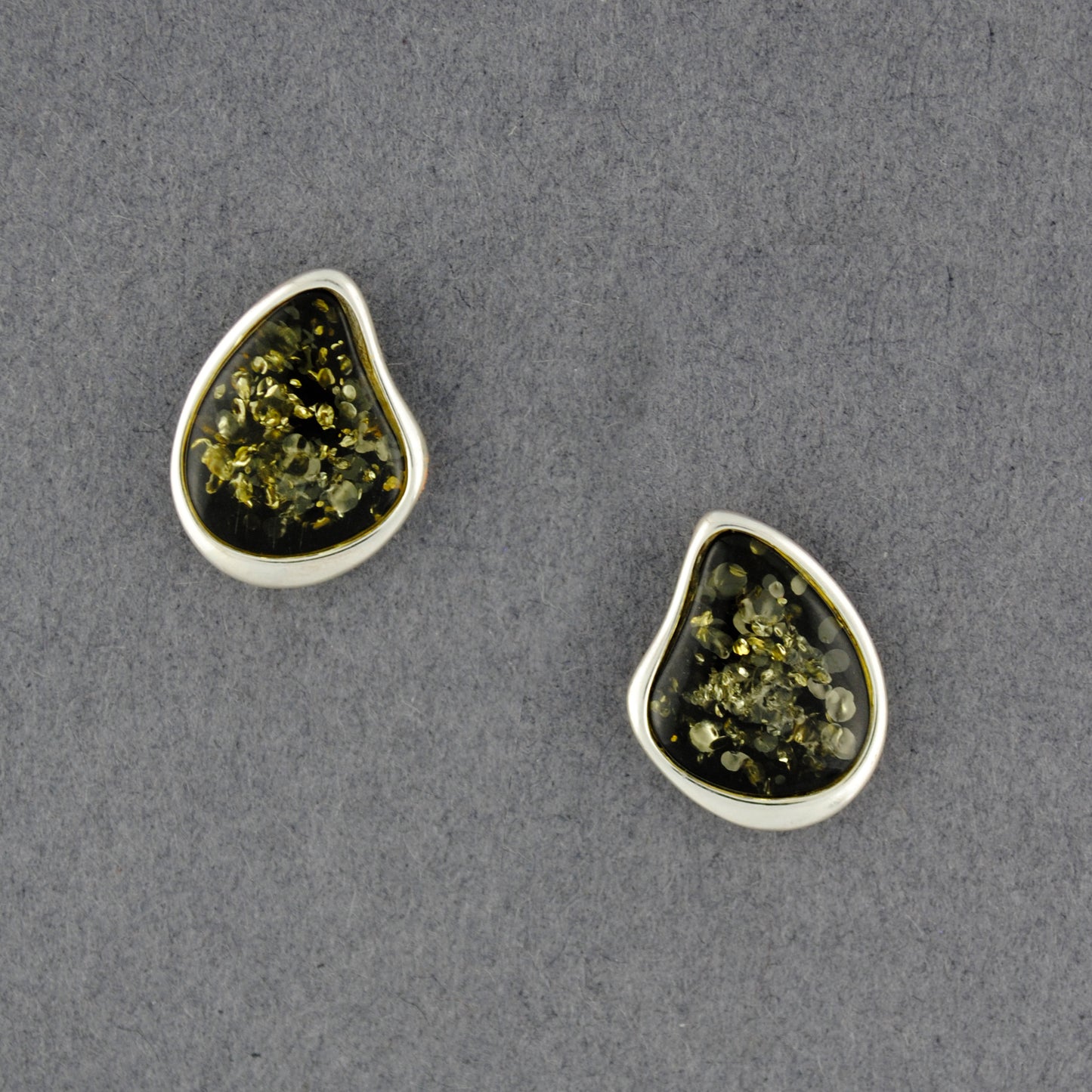 Green Amber Natural Drop Post Earrings
