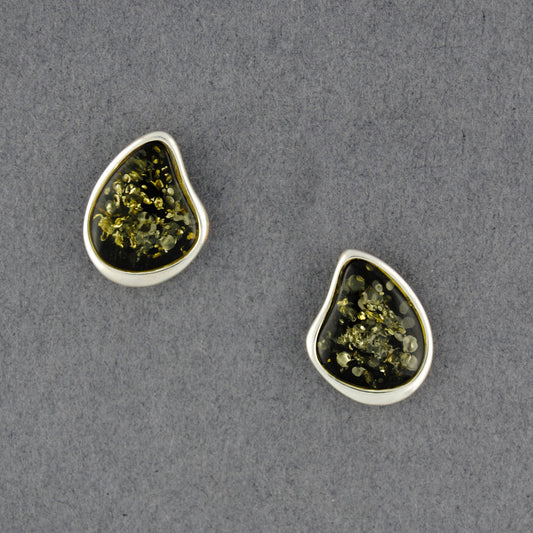 Green Amber Natural Drop Post Earrings