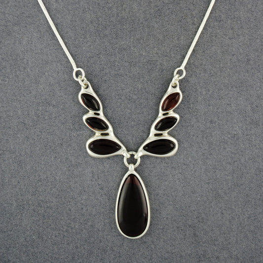 Cherry Amber Teardrops Necklace