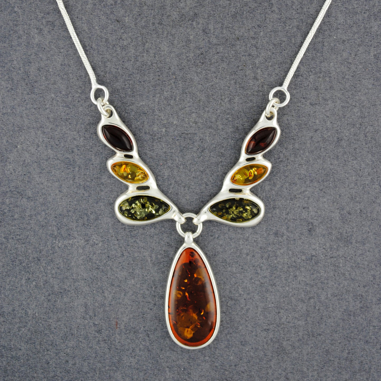 Multi Amber Teardrops Necklace